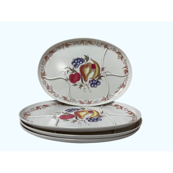 Kenro Corporation Divided plate, fall decor, Festivity Pattern 13”x9 3/4” Fruit - Picture 1 of 2